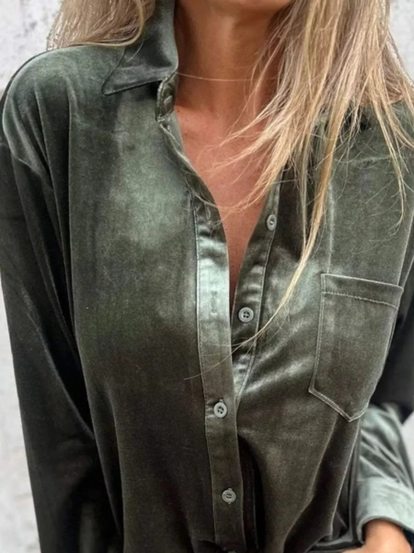 plus size velvet button-up shirt