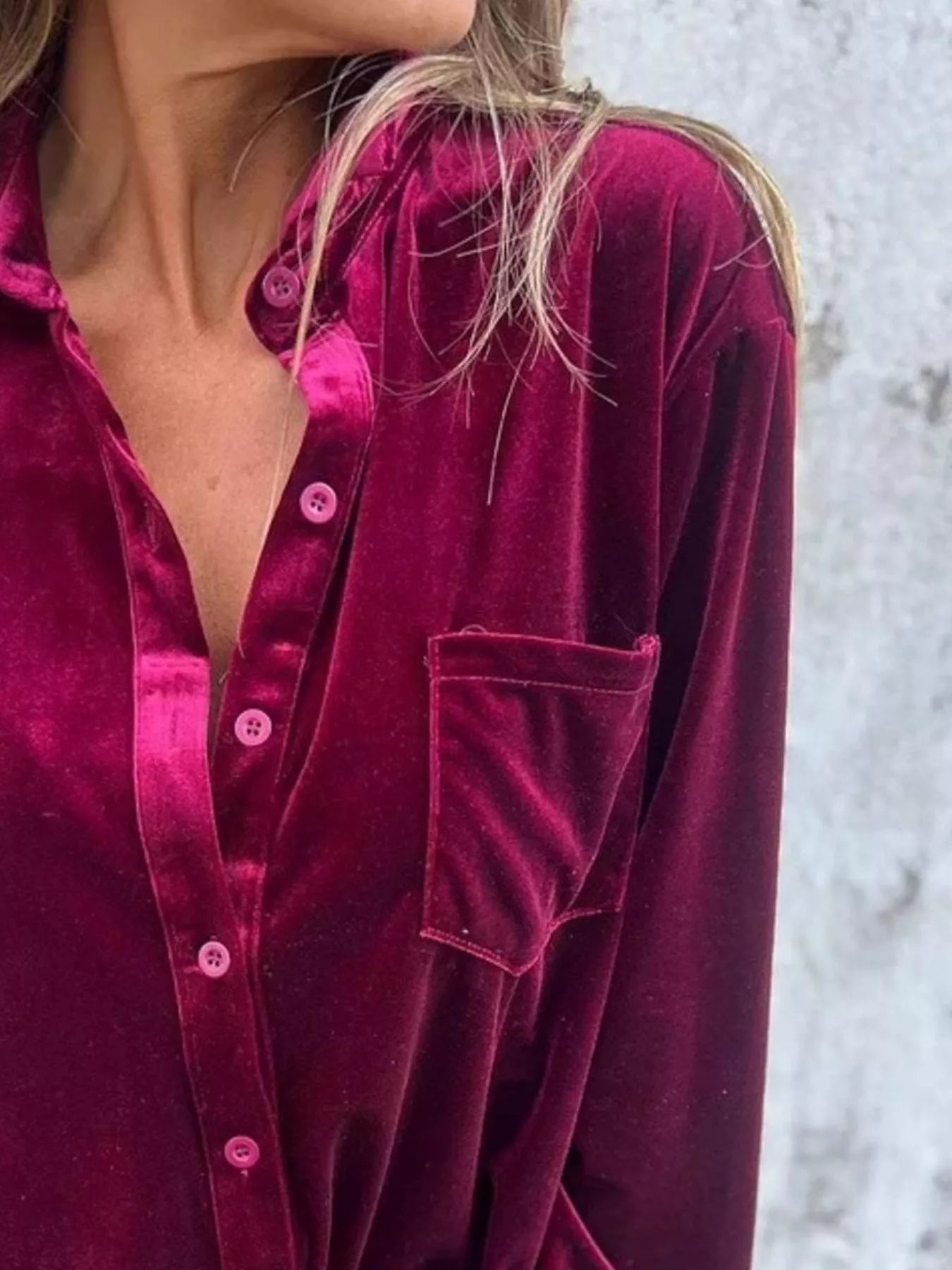 plus size velvet button-up shirt