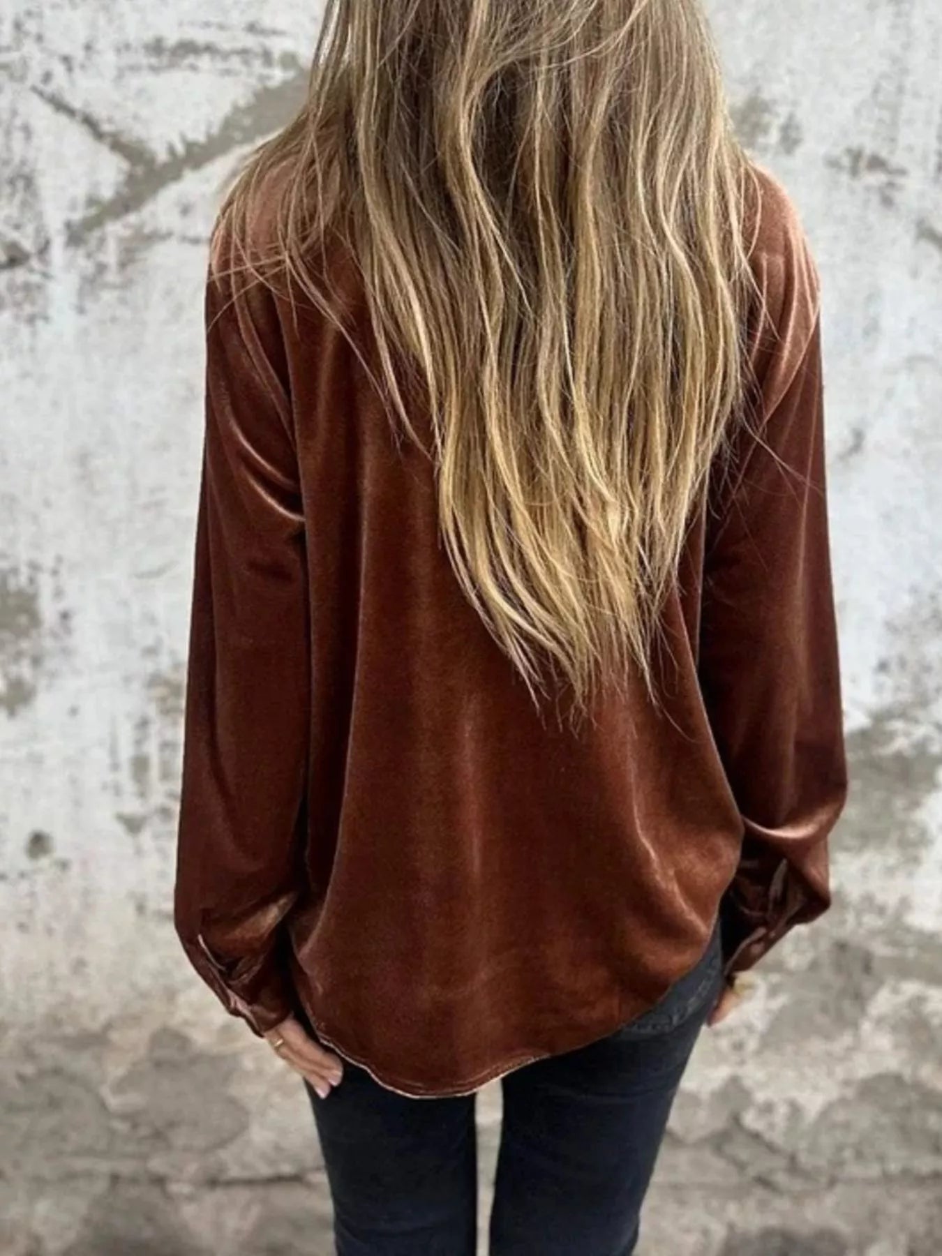 plus size velvet button-up shirt