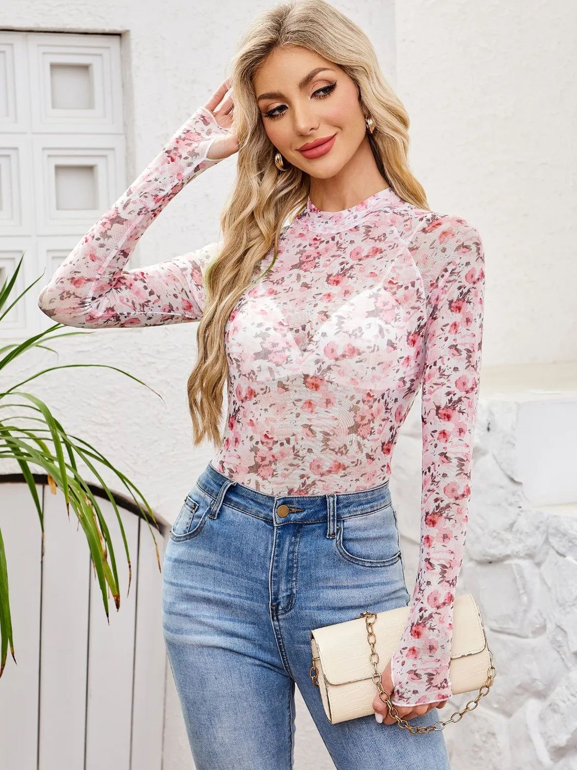 floral long sleeve top