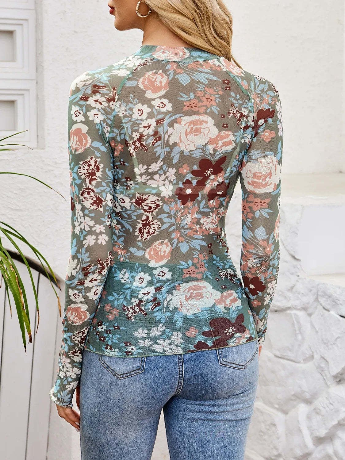 floral long sleeve top