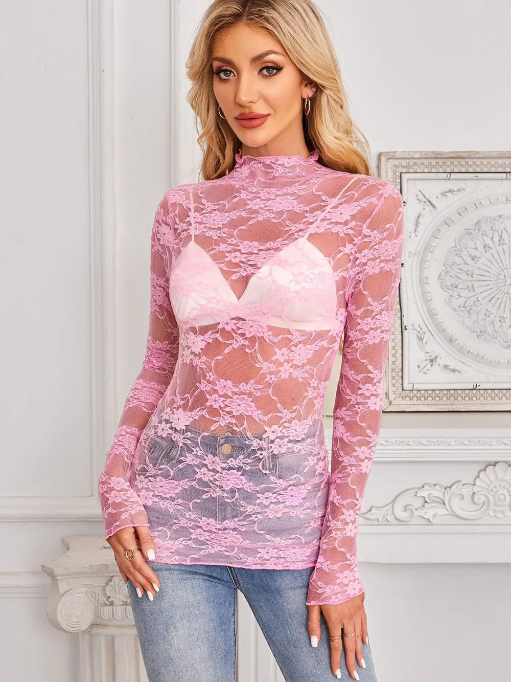 sheer lace top
