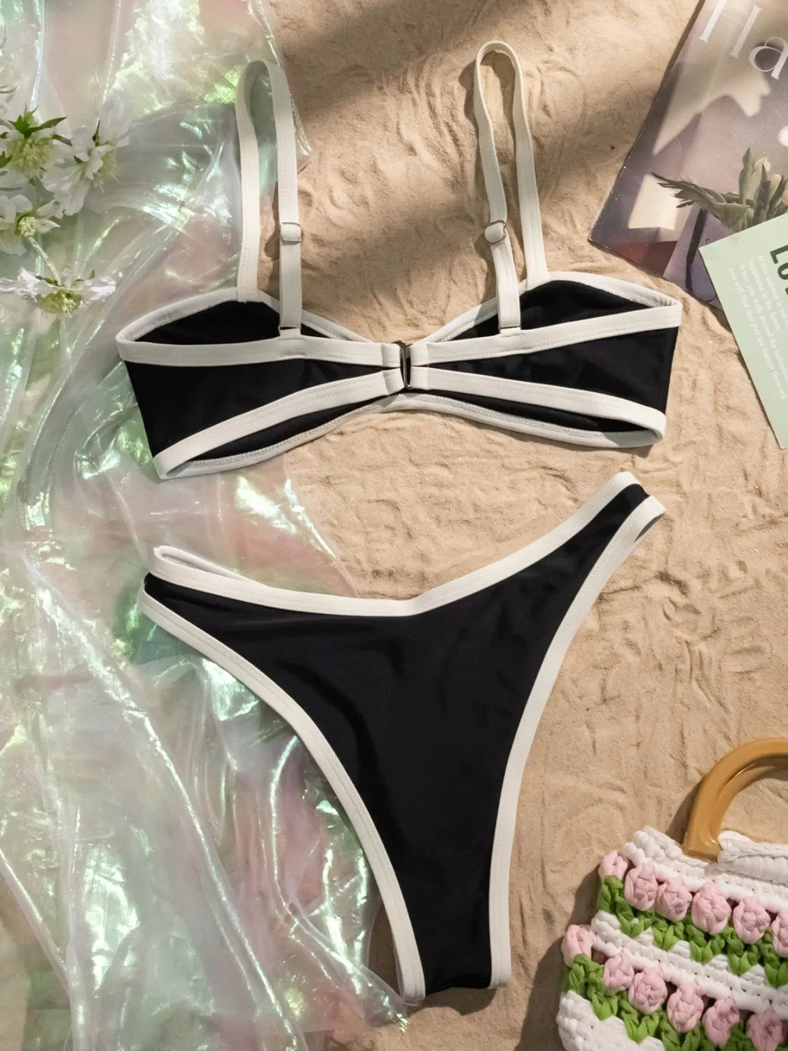 Contrast Trim Two Piece Bikini Set Bikini