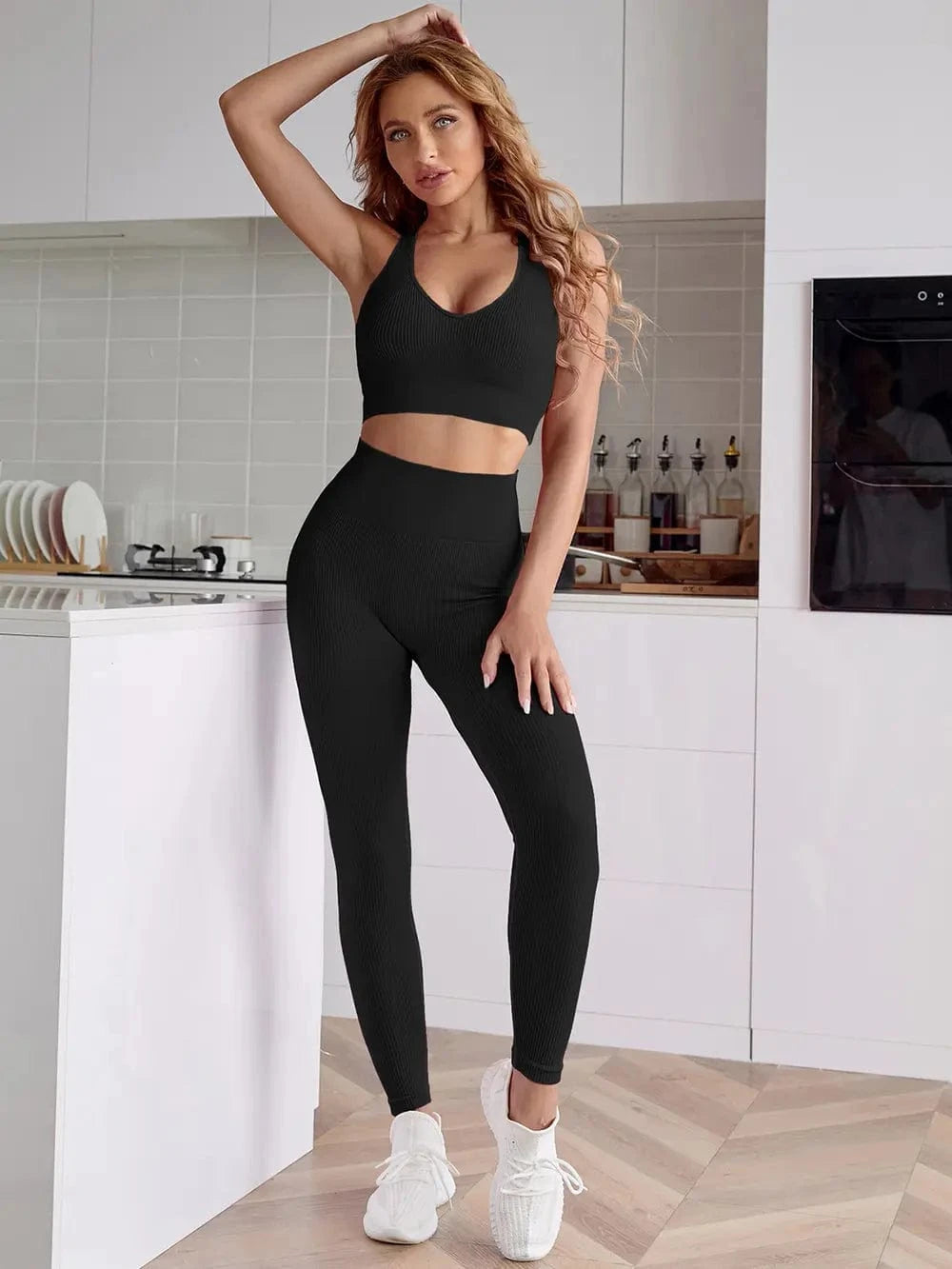 Black Sport Tank and Leggings Set