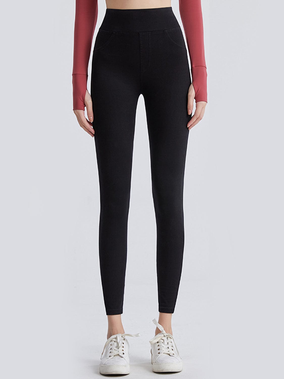 Black Wide Waistband Sports Leggings