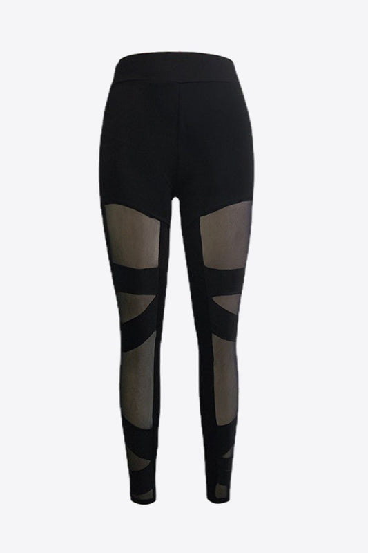 Black Spliced Mesh Leggings