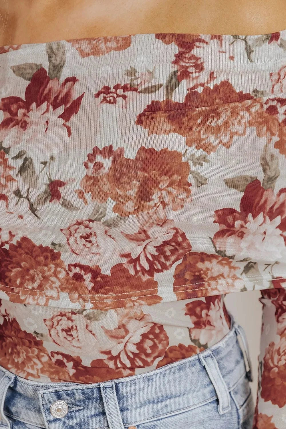 Floral Off-Shoulder Long Sleeve Bodysuit Body suits