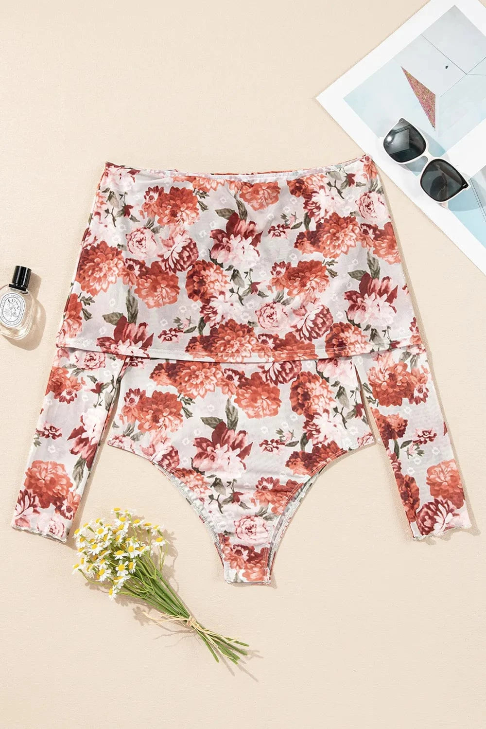 Floral Off-Shoulder Long Sleeve Bodysuit Body suits