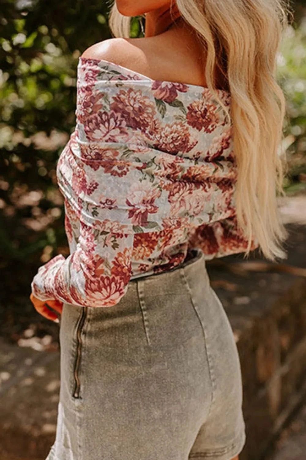 Floral Off-Shoulder Long Sleeve Bodysuit Body suits