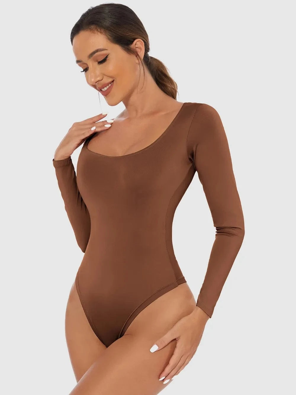 Full Size Scoop Neck Long Sleeve Bodysuit Body suits