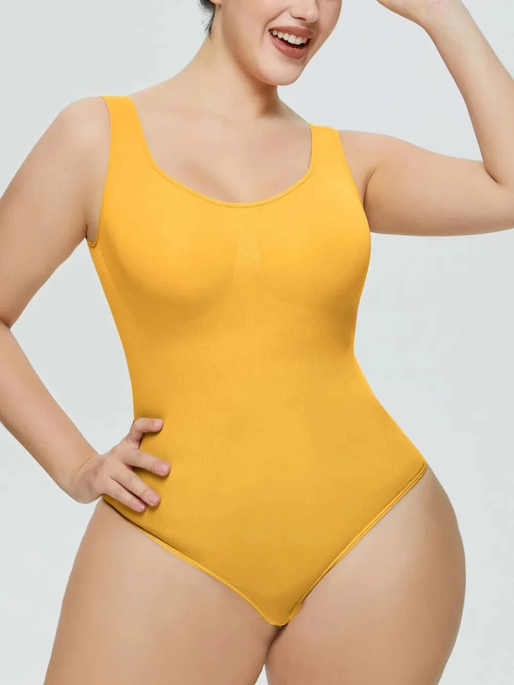 Gold Scoop Neck Wide Strap Shaping Bodysuit Body suits
