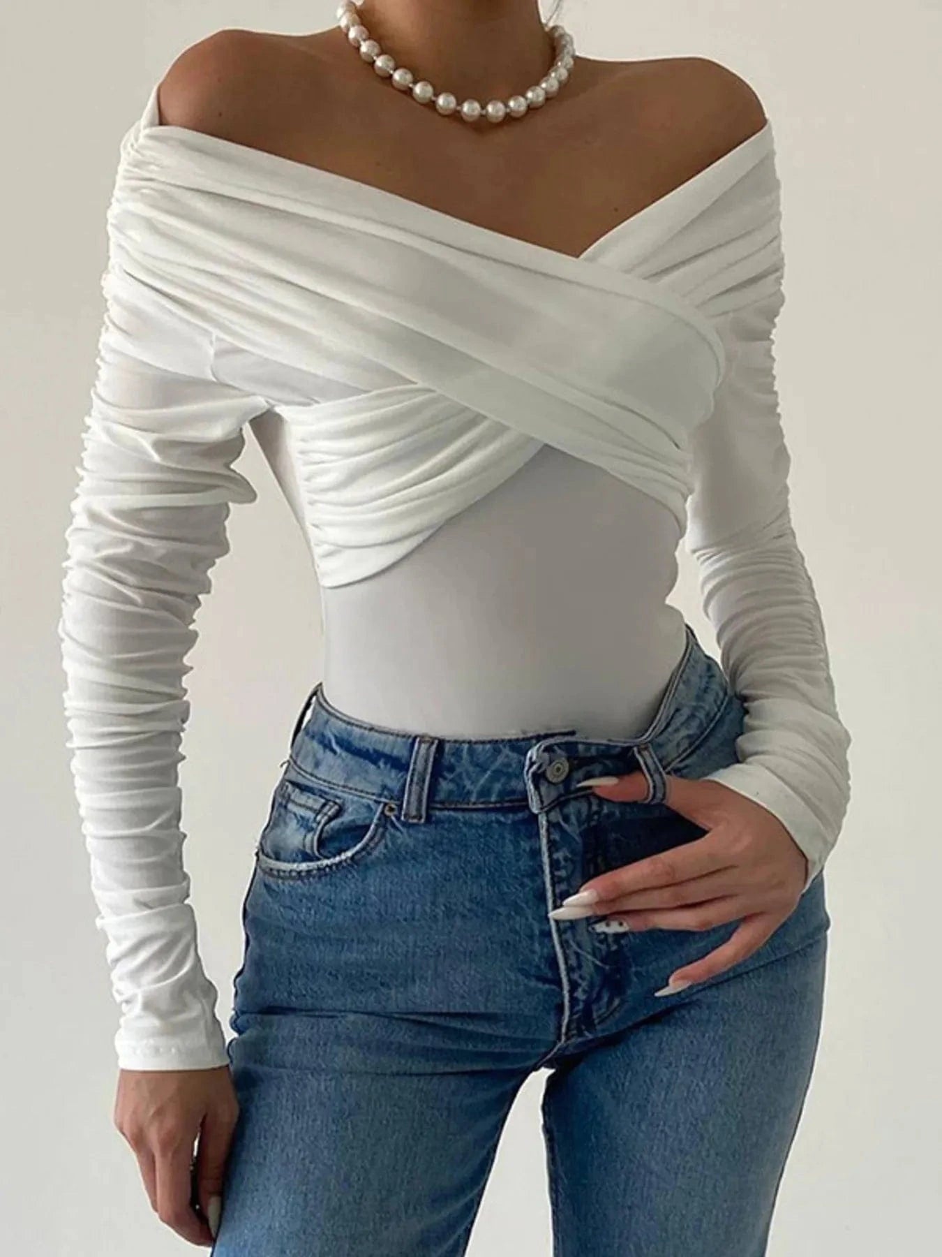 Off-Shoulder Long Sleeve Bodysuit Body suits