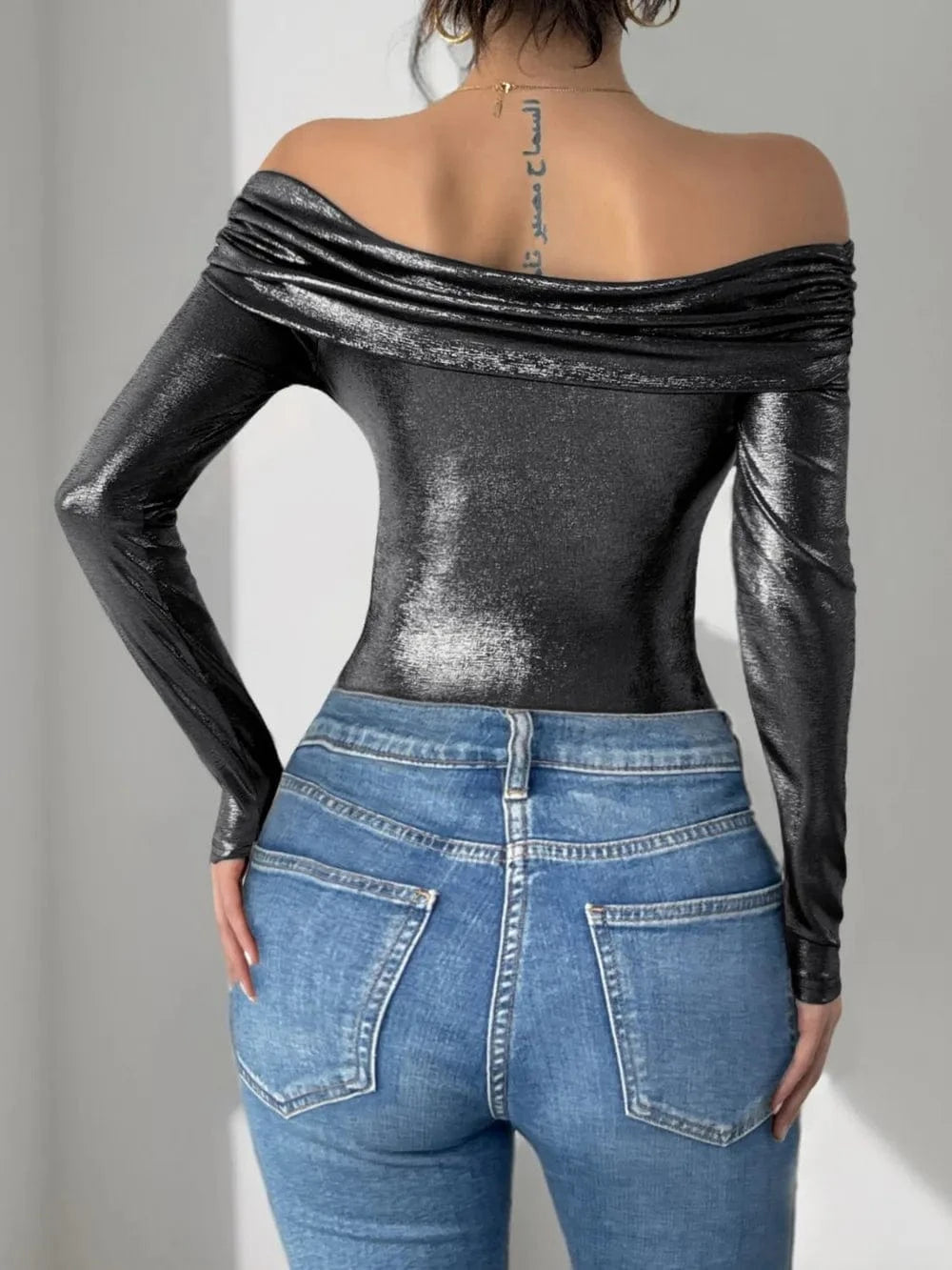 Perfee Ruched Off-Shoulder Long Sleeve Bodysuit Body suits