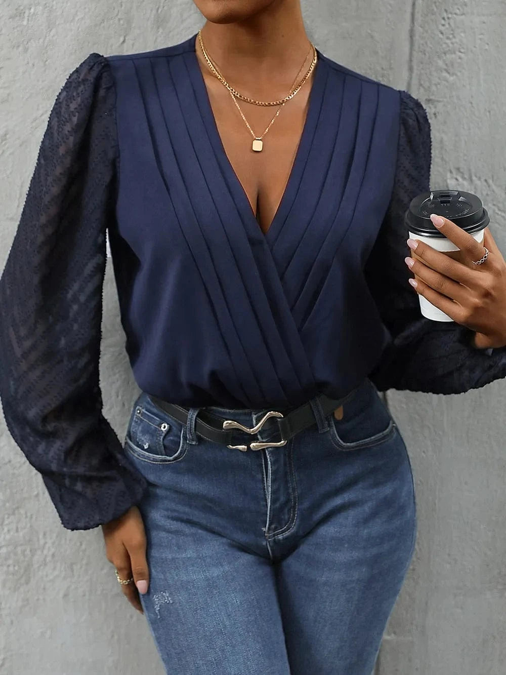 Perfee Ruched Surplice Long Sleeve Bodysuit Body suits