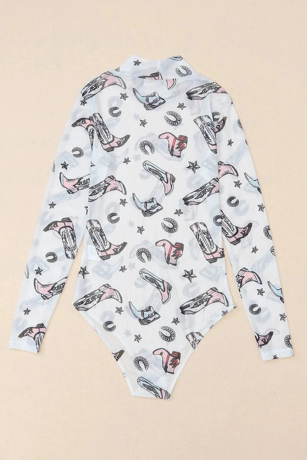 Printed Mock Neck Long Sleeve Bodysuit Body suits