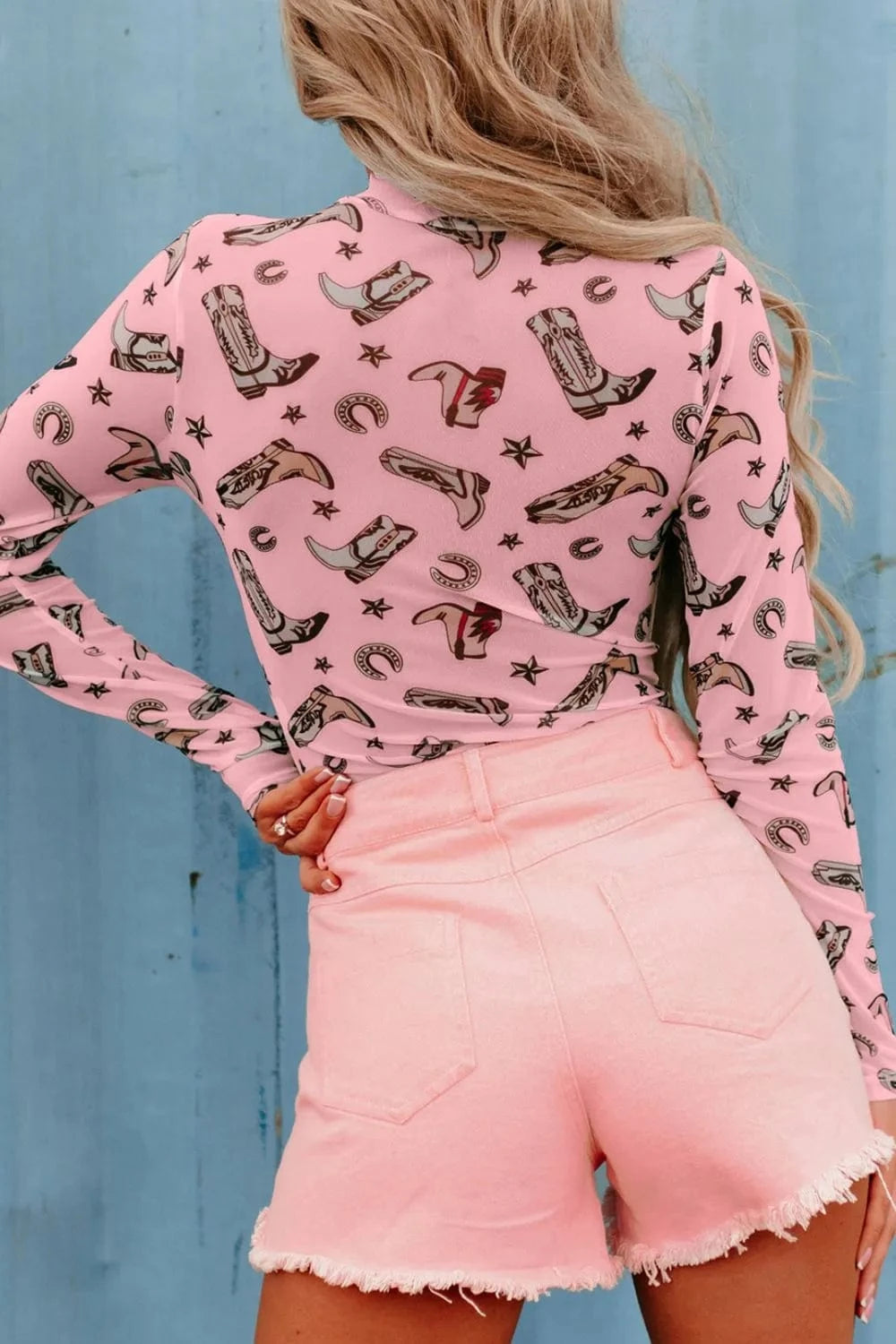 Printed Mock Neck Long Sleeve Bodysuit Body suits