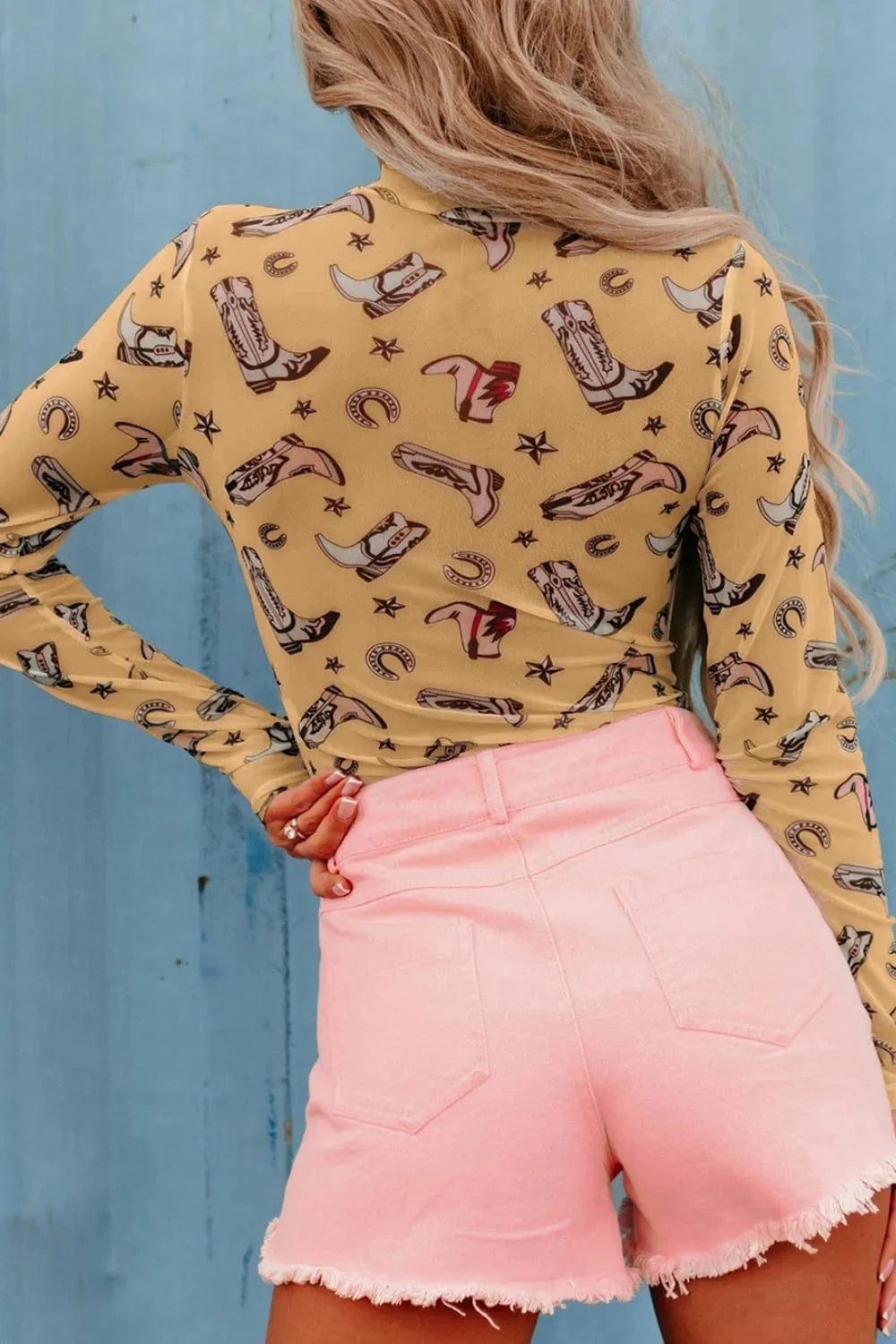 Printed Mock Neck Long Sleeve Bodysuit Body suits