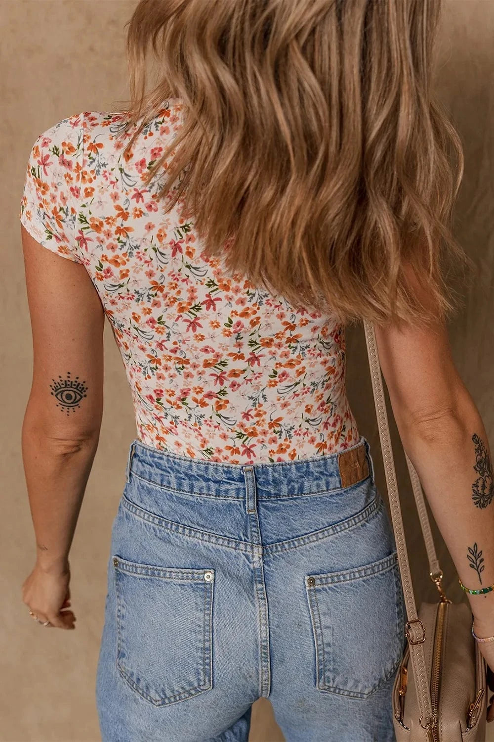Printed Ruched Short Sleeve Bodysuit Body suits