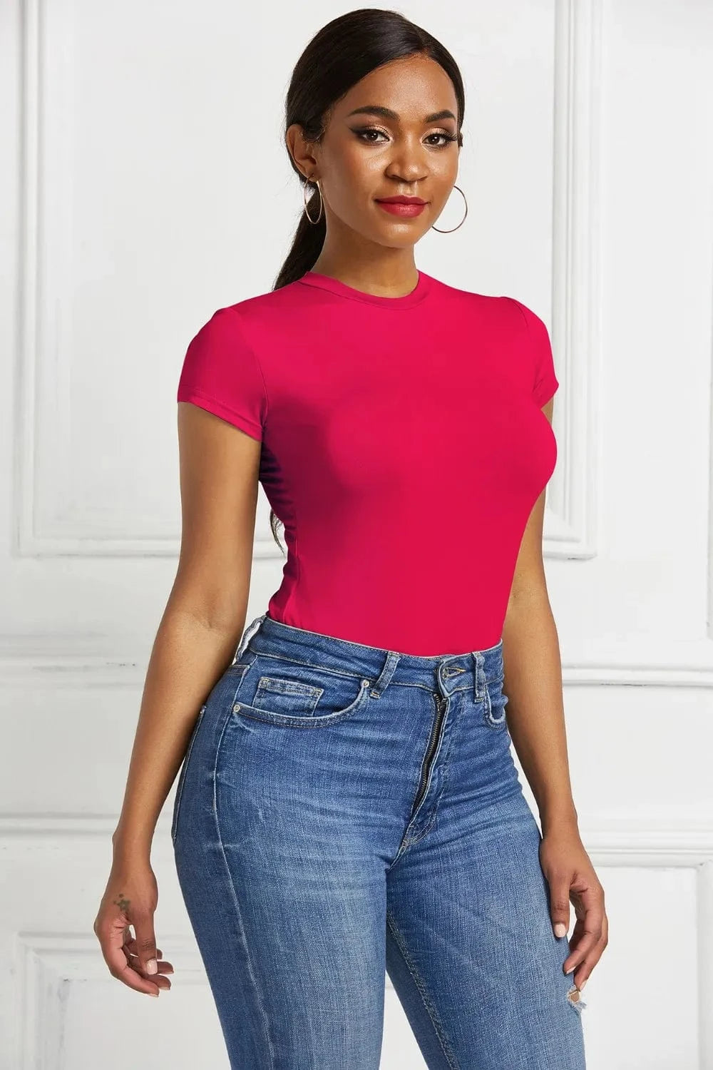 Scarlet Round Neck Short Sleeve Bodysuit Body suits