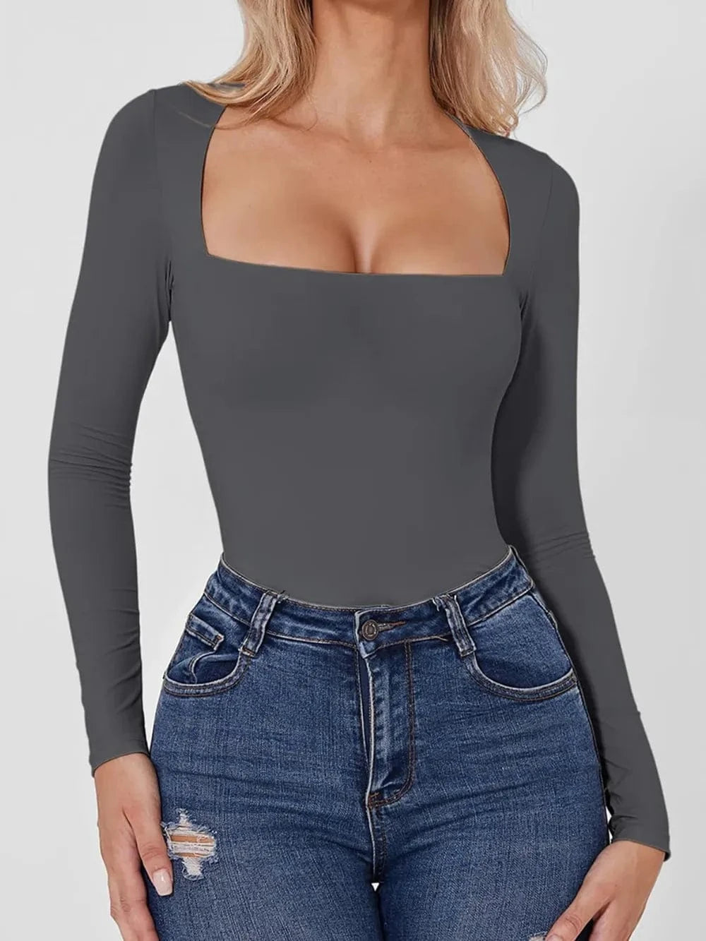 Square Neck Long Sleeve Bodysuit Body suits