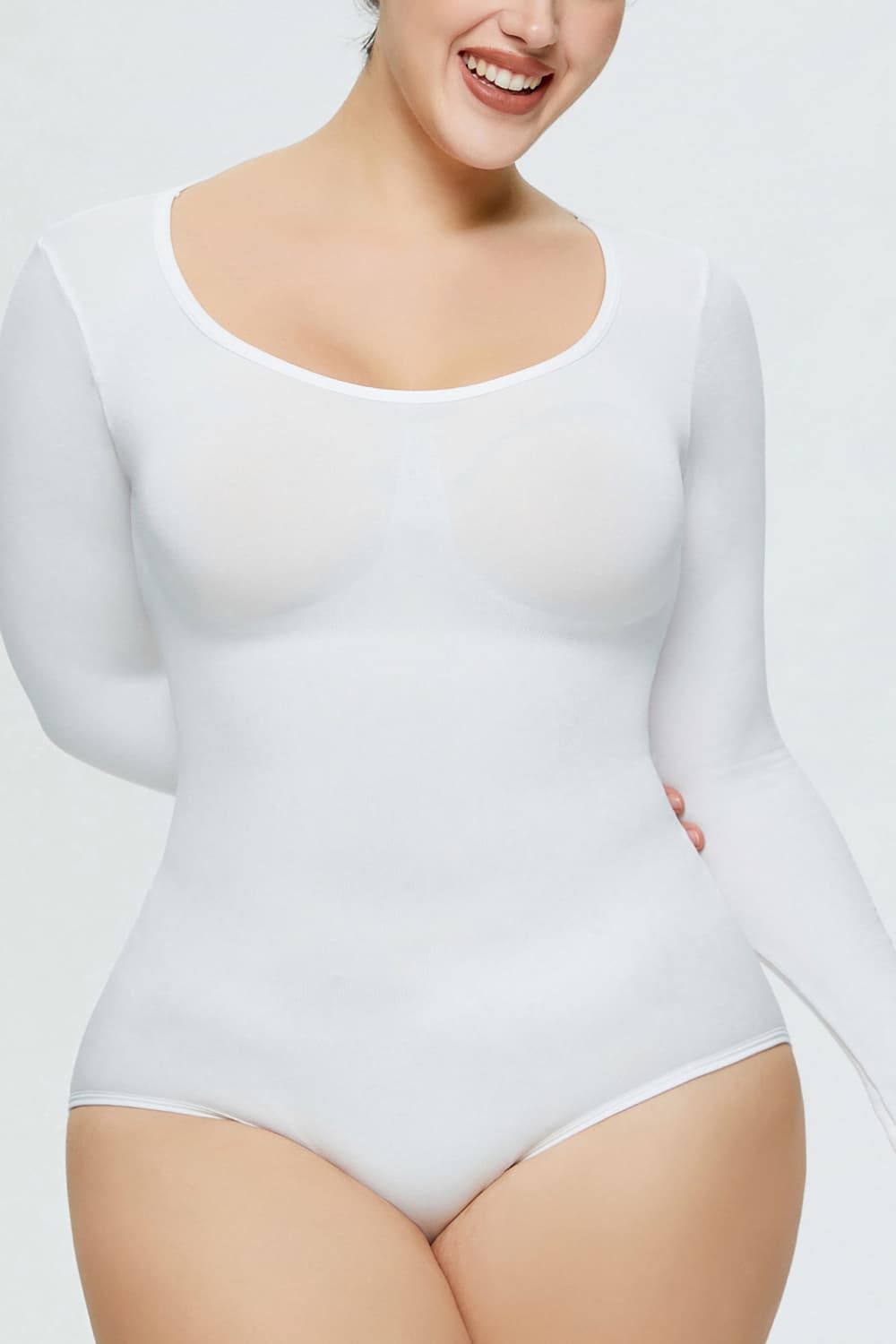 White Long Sleeve Shaping Bodysuit Body suits