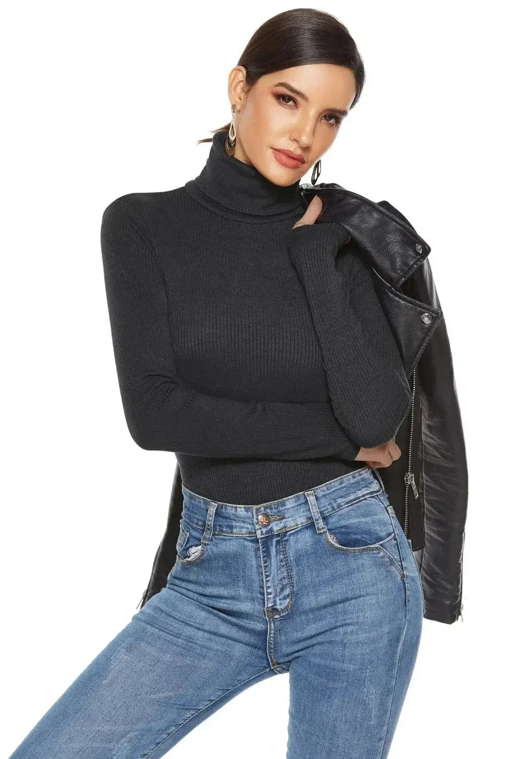 Bodysuits Black / S Ribbed Turtleneck Long Sleeve Bodysuit Ribbed Turtleneck Long Sleeve Bodysuit