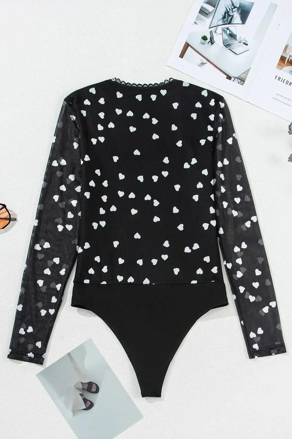 Bodysuits Heart Square Neck Long Sleeve Bodysuit Heart Square Neck Long Sleeve Bodysuit