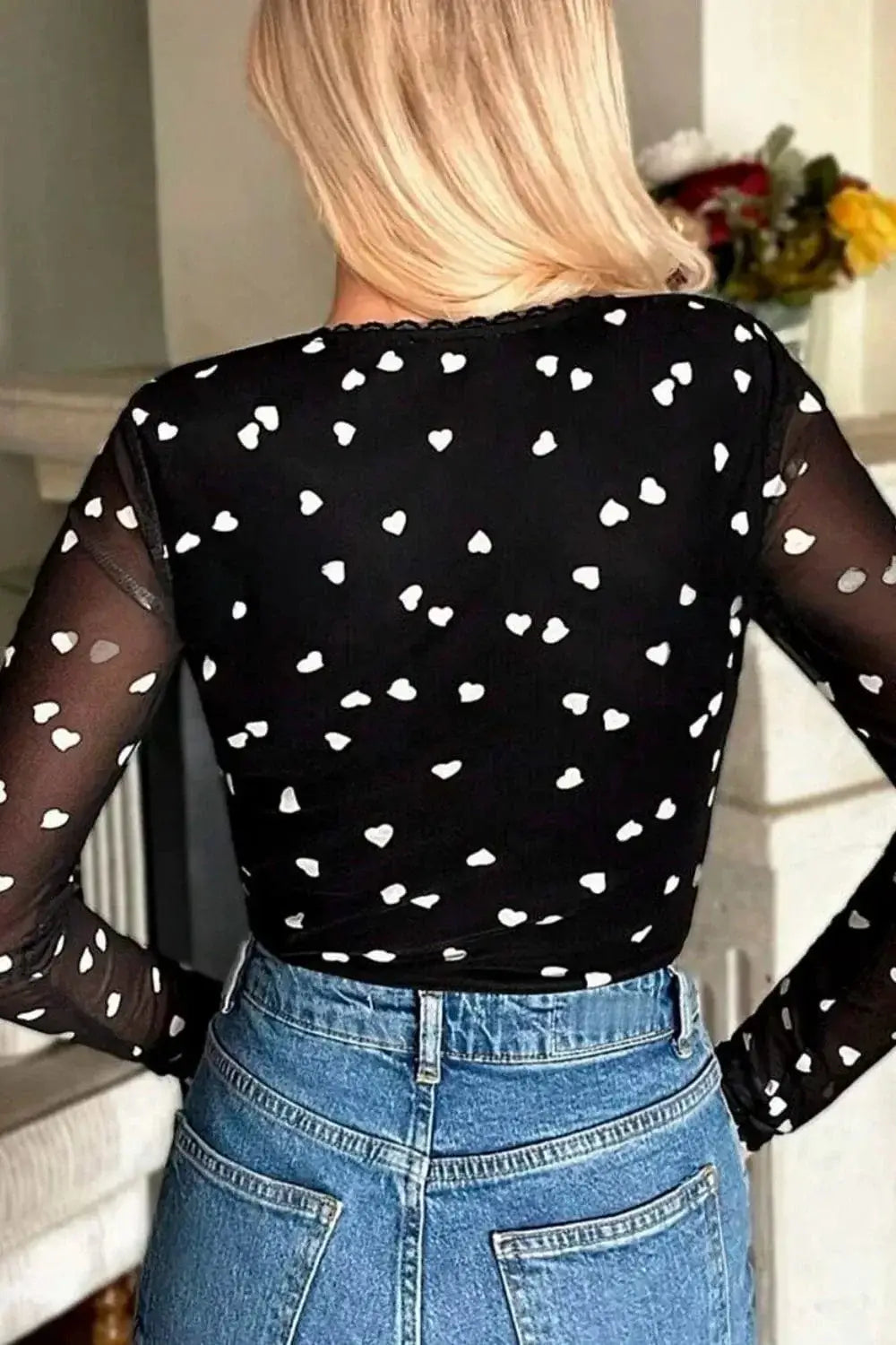 Bodysuits Heart Square Neck Long Sleeve Bodysuit Heart Square Neck Long Sleeve Bodysuit