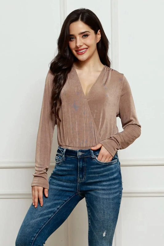 Bodysuits Mocha / S V-Neck Long Sleeve Bodysuit V-Neck Long Sleeve Bodysuit