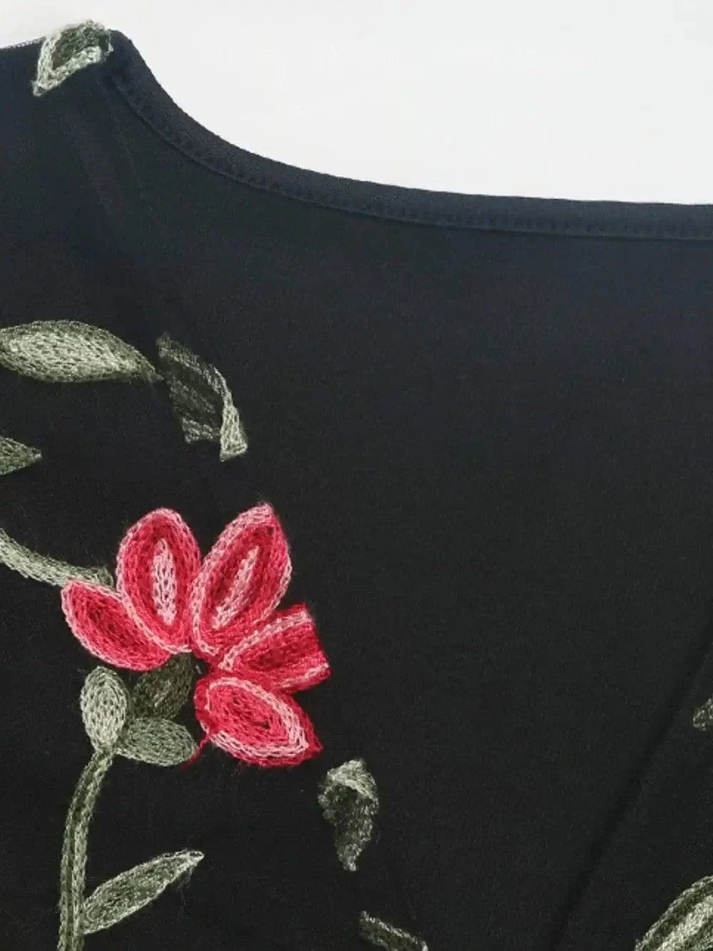 Bodysuits Perfee Embroidered V-Neck Floral Bodysuit Perfee Embroidered V-Neck Floral Bodysuit