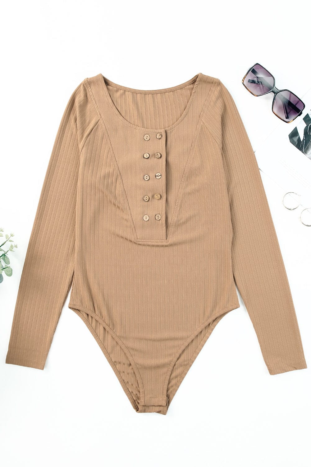 Bodysuits Ribbed Buttoned Long Sleeve Bodysuit Ribbed Buttoned Long Sleeve Bodysuit