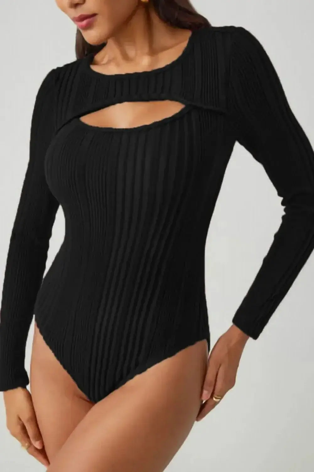 Bodysuits Ribbed Cutout Round Neck Bodysuit Ribbed Cutout Round Neck Bodysuit