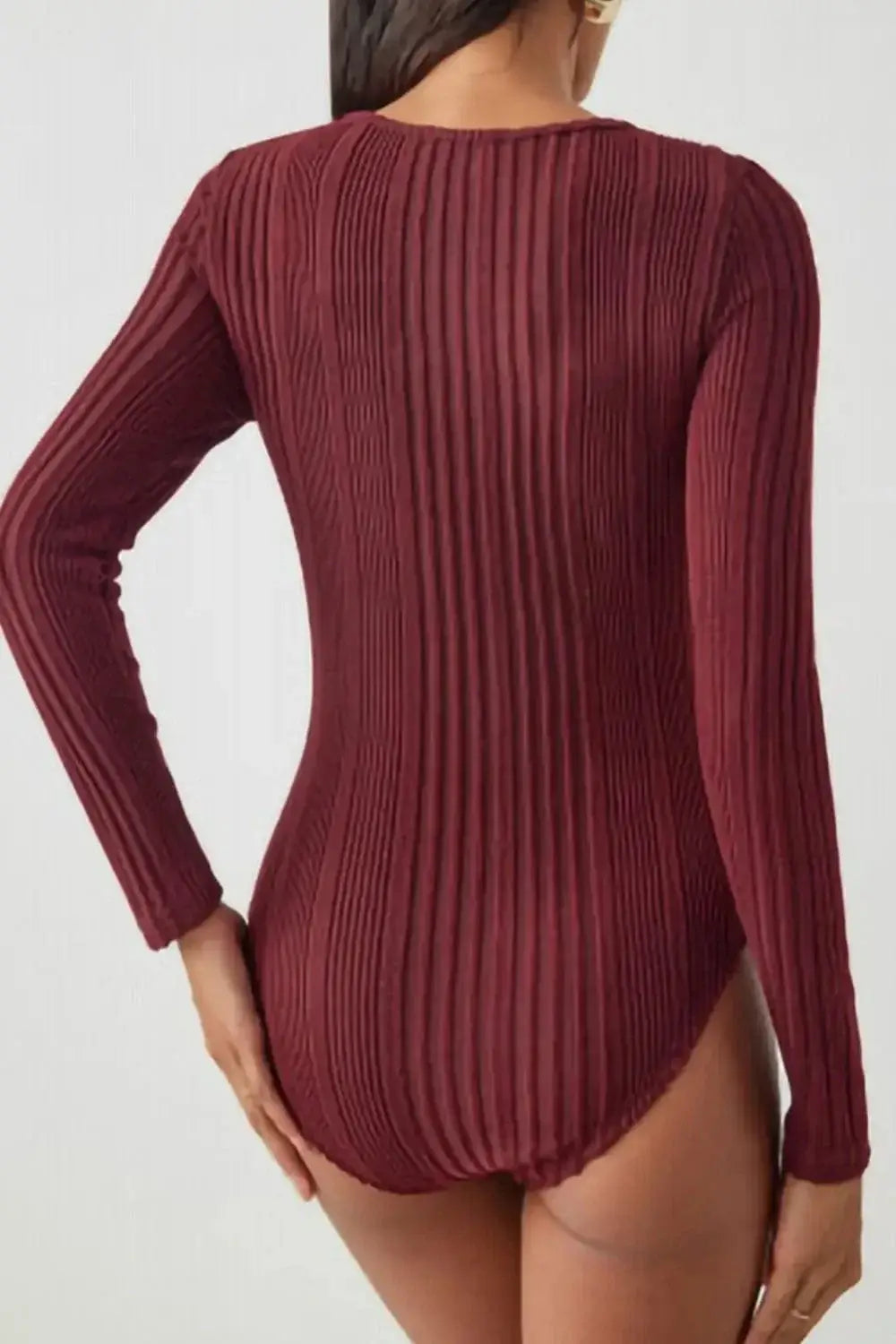 Bodysuits Ribbed Cutout Round Neck Bodysuit Ribbed Cutout Round Neck Bodysuit