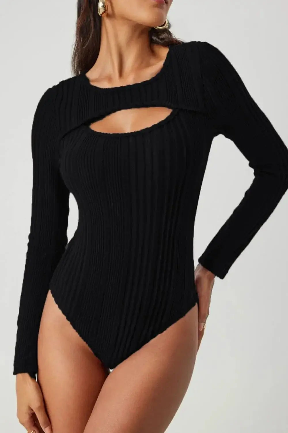 Bodysuits Ribbed Cutout Round Neck Bodysuit Ribbed Cutout Round Neck Bodysuit