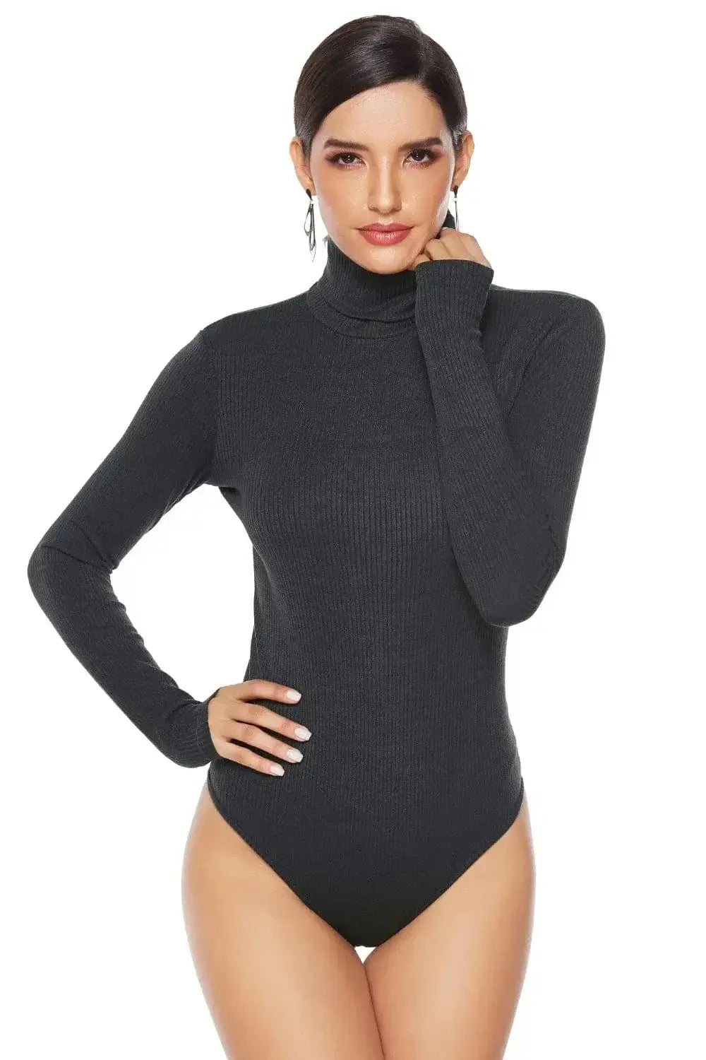Bodysuits Ribbed Turtleneck Long Sleeve Bodysuit Ribbed Turtleneck Long Sleeve Bodysuit