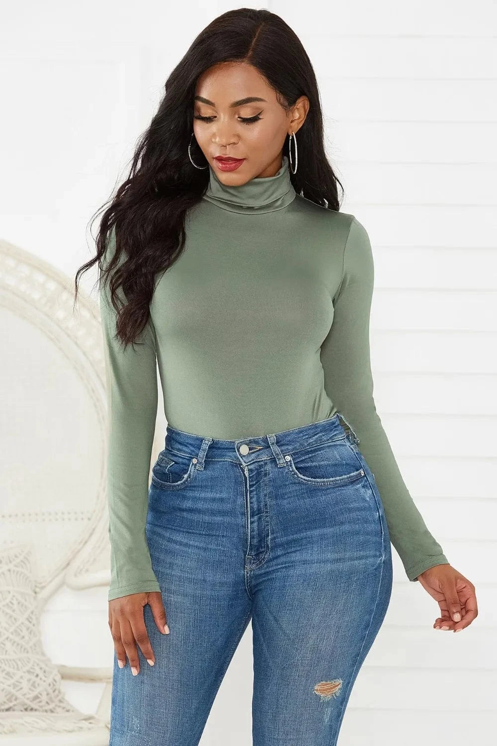 Bodysuits Sage / S Turtleneck Long Sleeve Bodysuit Turtleneck Long Sleeve Bodysuit