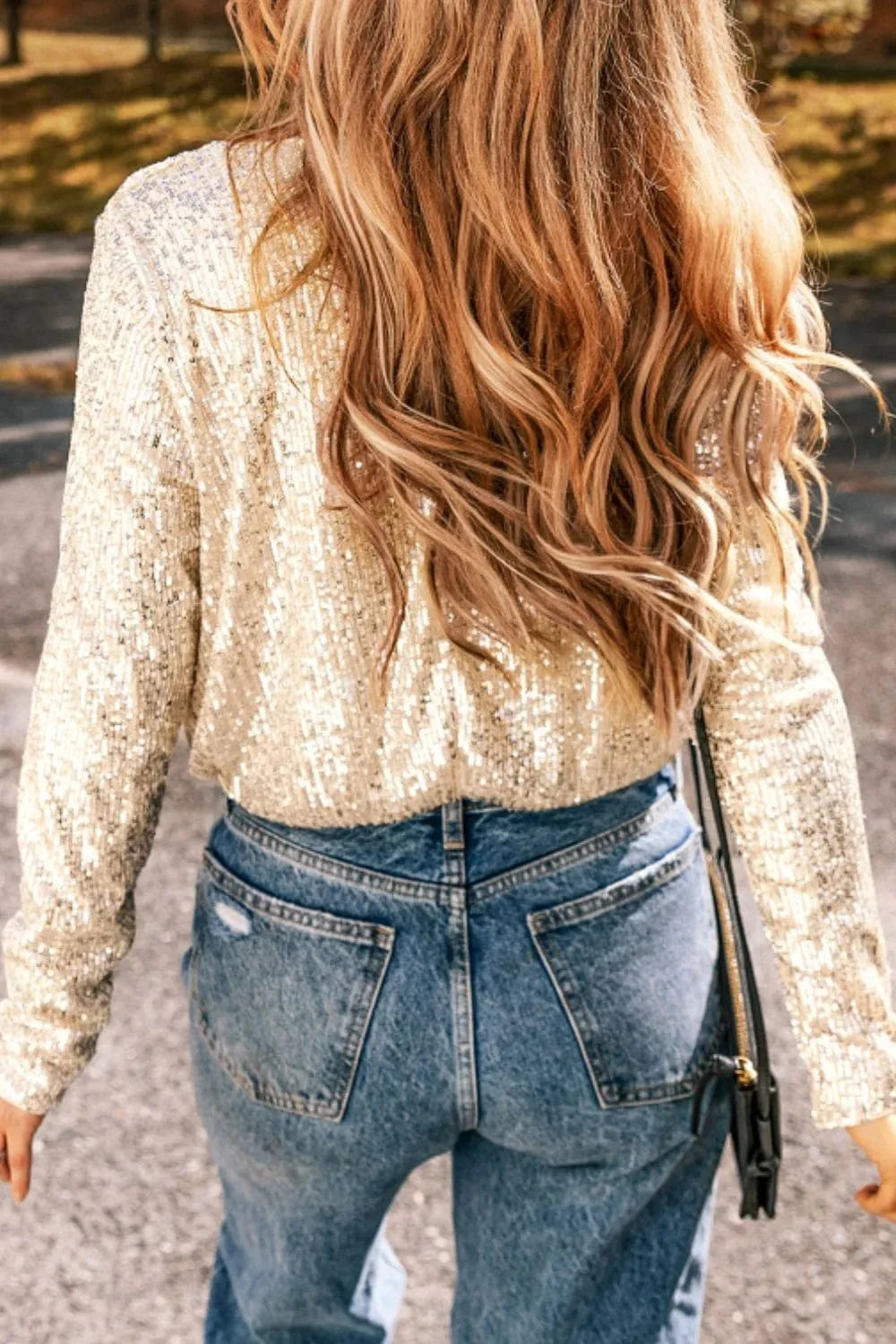 Bodysuits Sequin Surplice Long Sleeve Bodysuit Sequin Surplice Long Sleeve Bodysuit
