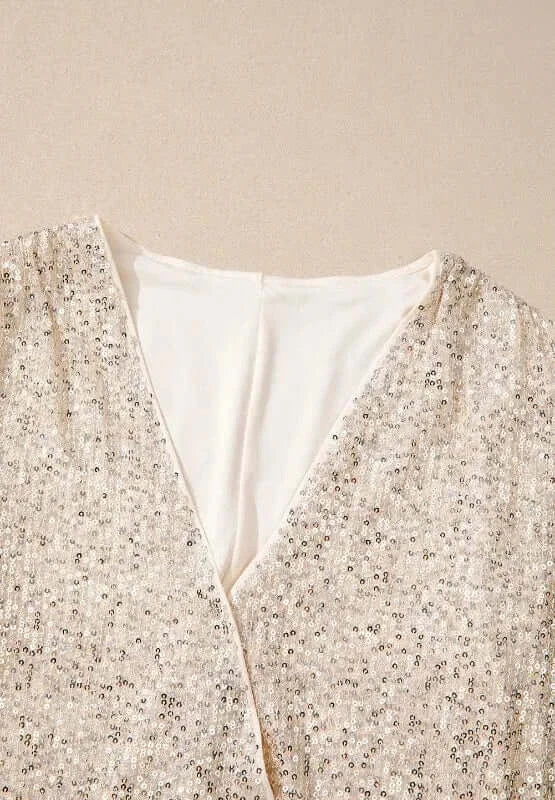 Bodysuits Sequin Surplice Long Sleeve Bodysuit Sequin Surplice Long Sleeve Bodysuit