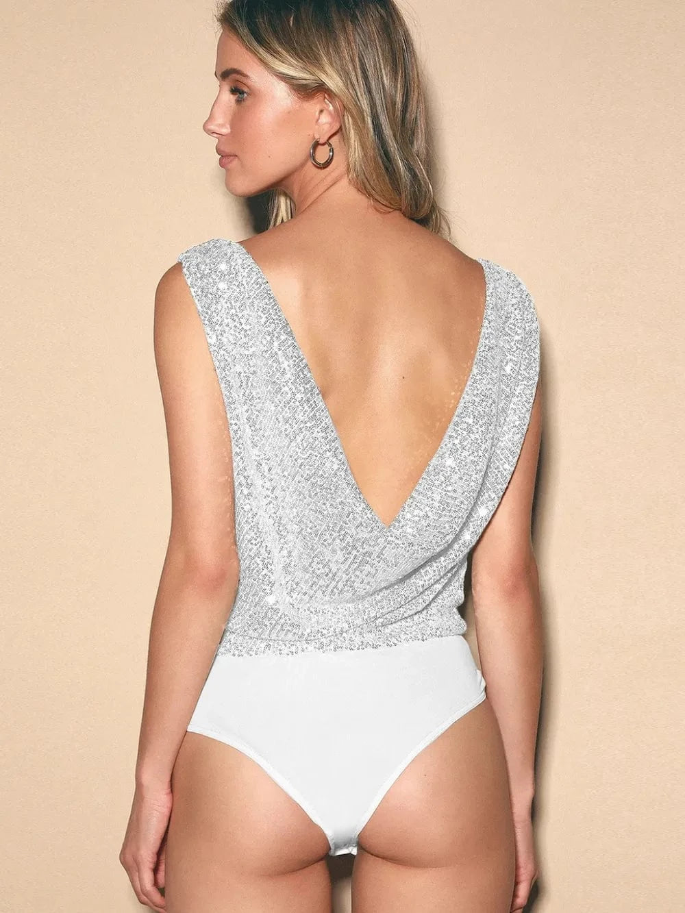 Bodysuits Sequin Surplice Sleeveless Bodysuit Sequin Surplice Sleeveless Bodysuit