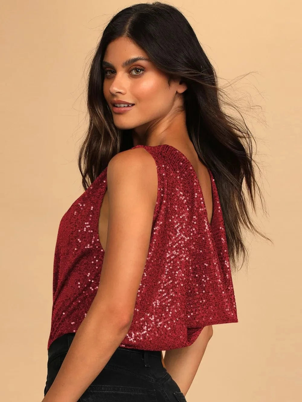Bodysuits Sequin Surplice Sleeveless Bodysuit Sequin Surplice Sleeveless Bodysuit