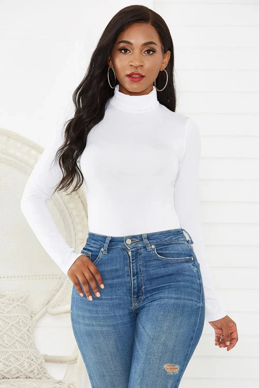 Bodysuits White / S Turtleneck Long Sleeve Bodysuit Turtleneck Long Sleeve Bodysuit