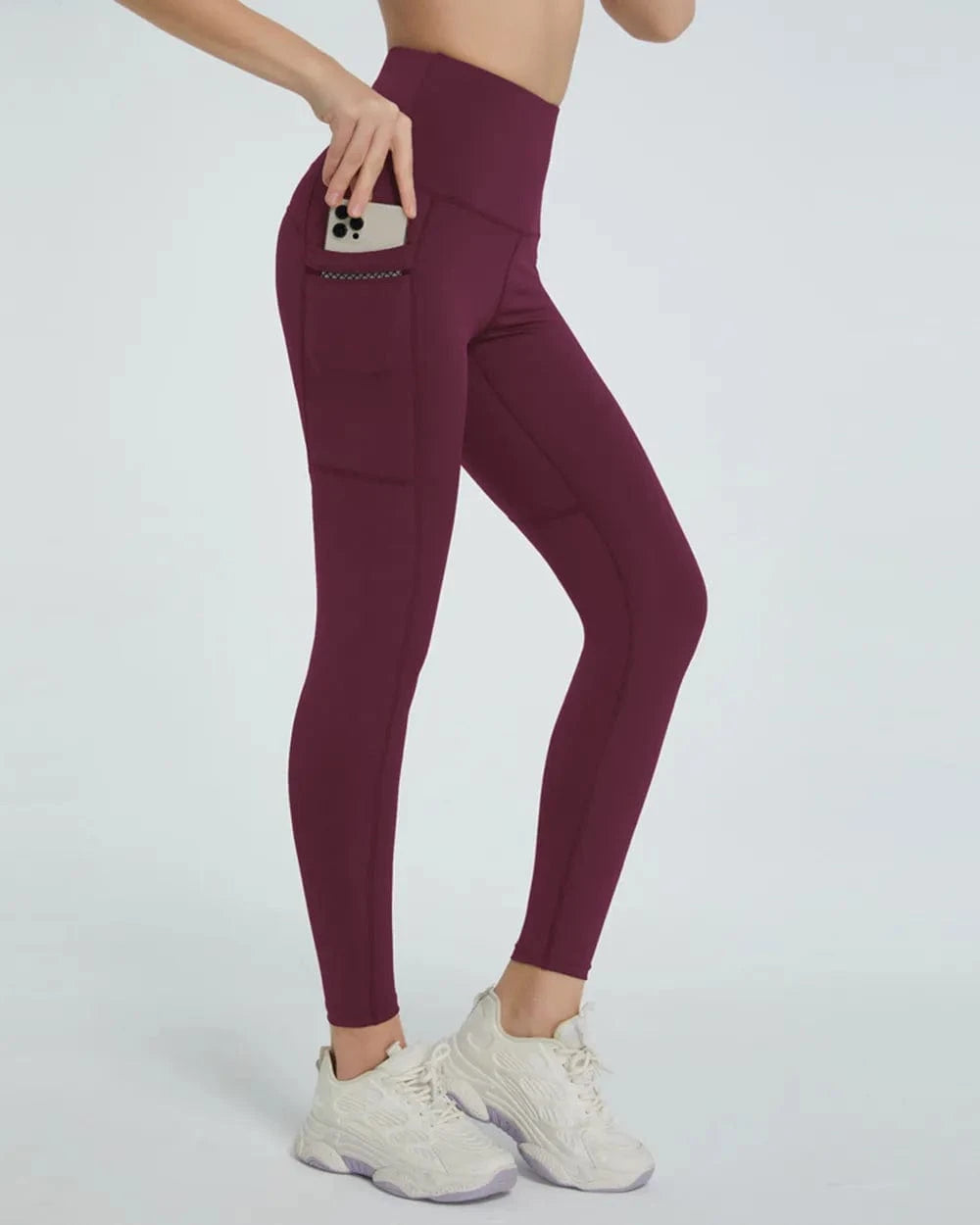 Burgundy High Waist Active Leggings