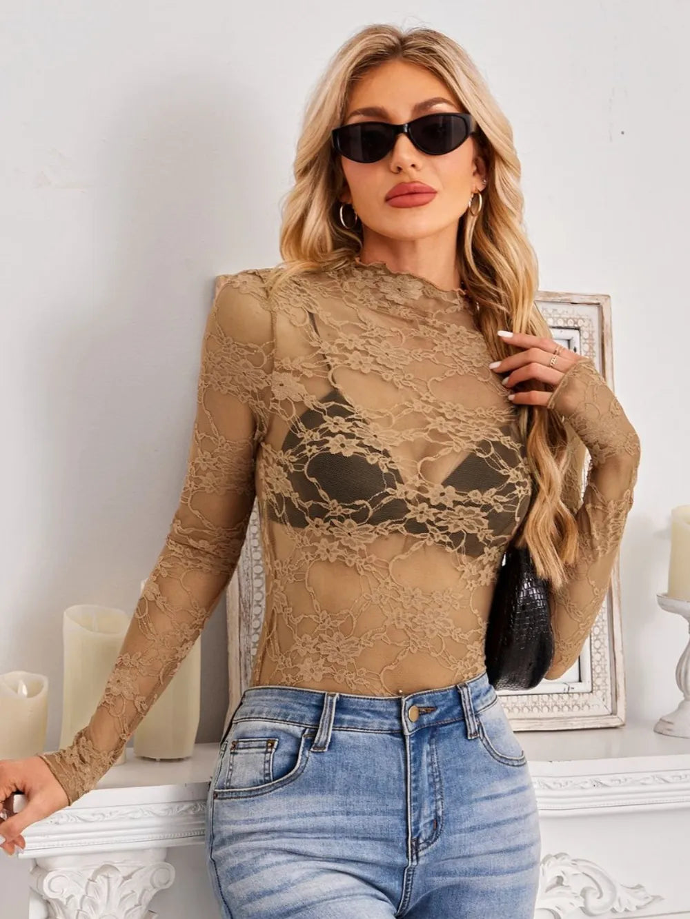 sheer lace top