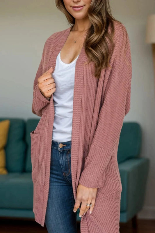 Dusty Pink Open Front Long Sleeve Cover Up coverups
