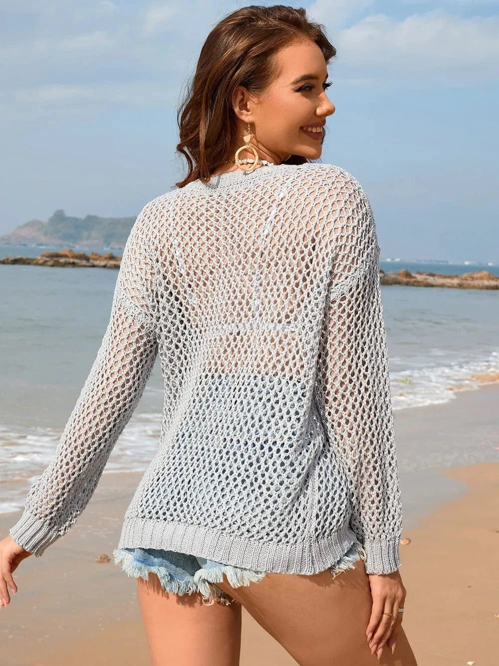 Openwork Dropped Shoulder Cover Up coverups