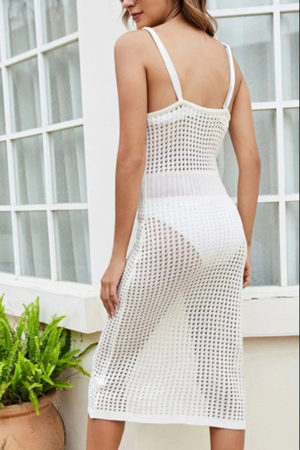 Openwork Lace-Up Sleeveless Cover Up coverups