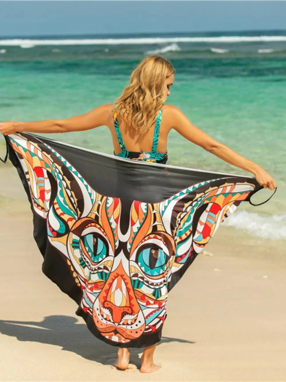 Orange One Size Printed Spaghetti Strap Cover Up coverups