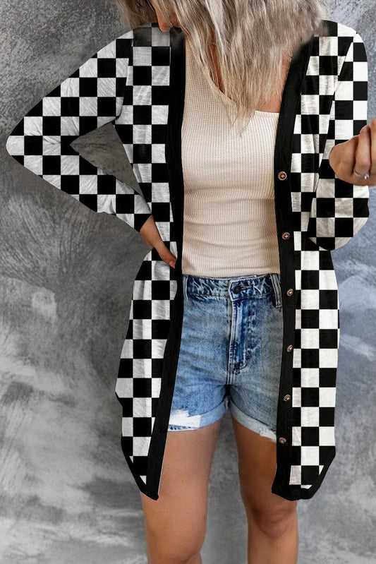 Plaid Plaid Button Up Long Sleeve Cover Up coverups