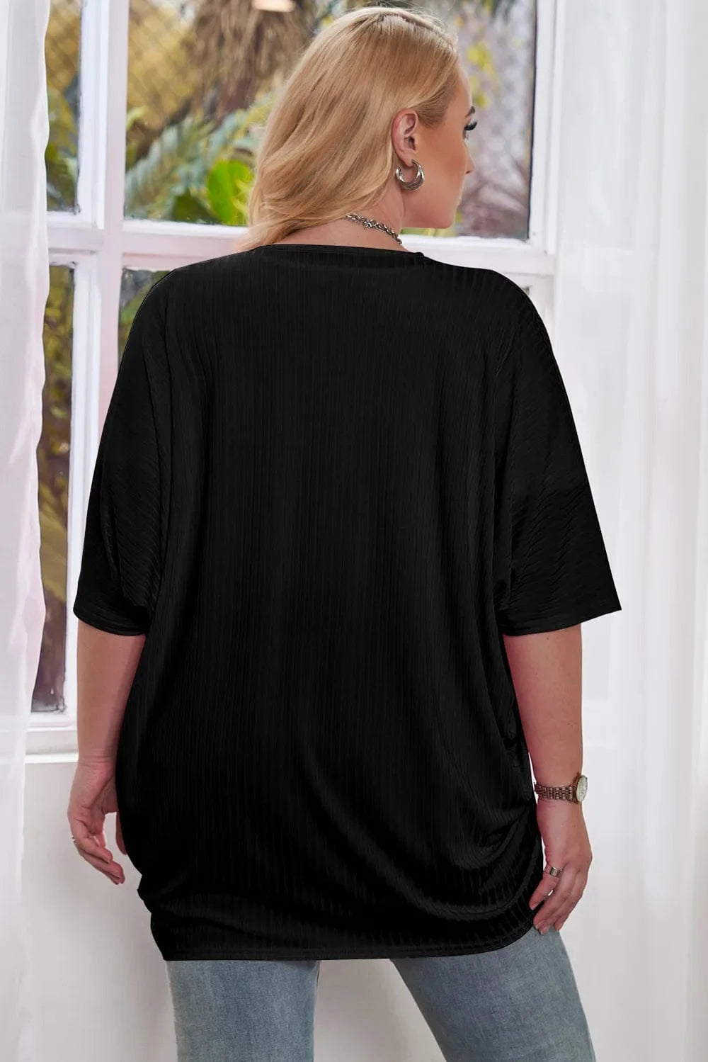 Plus Size Ribbed Cocoon Cover Up coverups