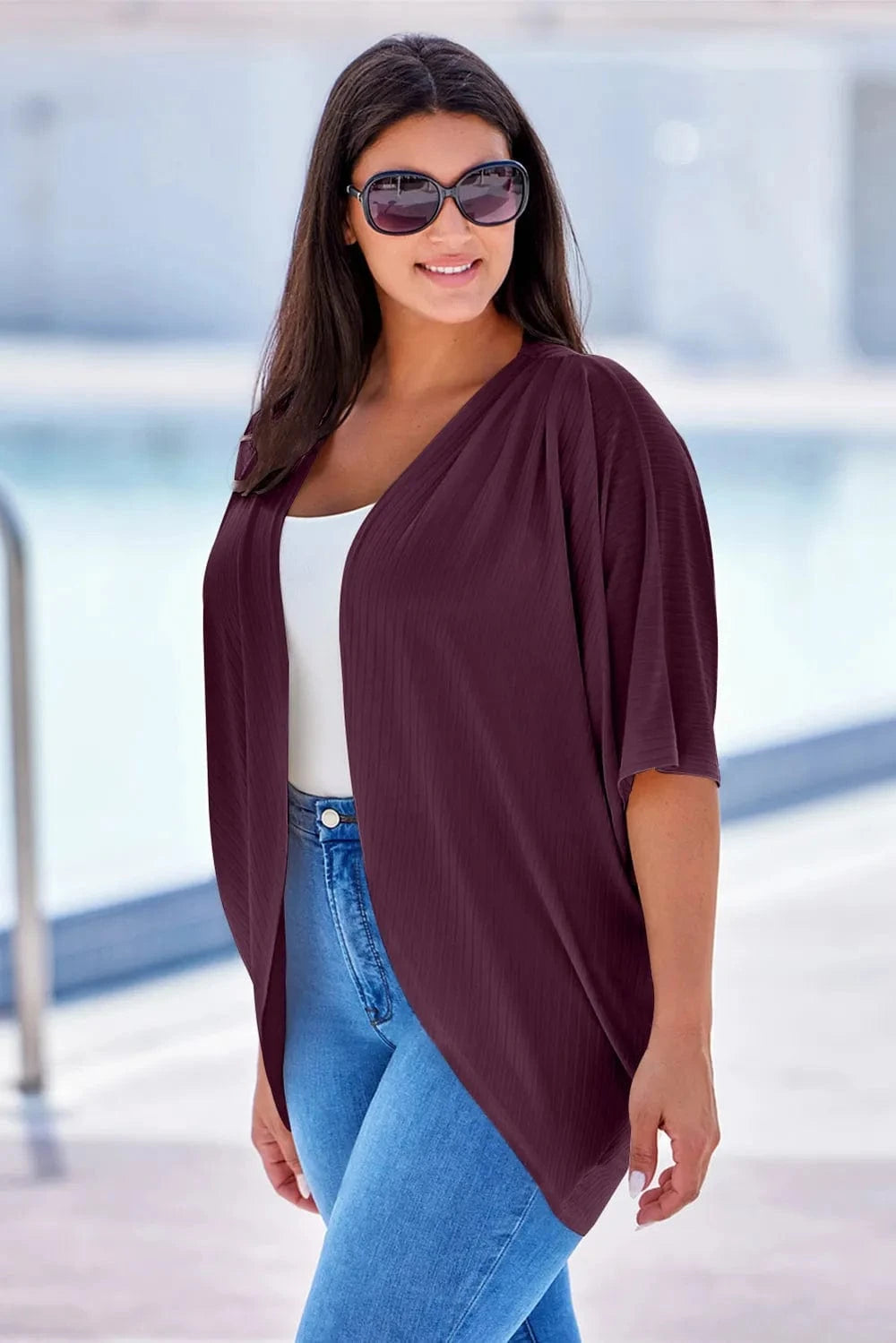 Plus Size Ribbed Cocoon Cover Up coverups